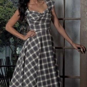 Stop Staring Black and White A-Line Midi Dress